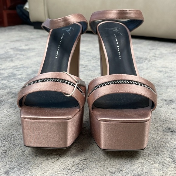 New Giuseppe Zanotti Tytania Satin Mule Sandals Zipper Toes Platform Heels Sz 40 - Picture 8 of 16
